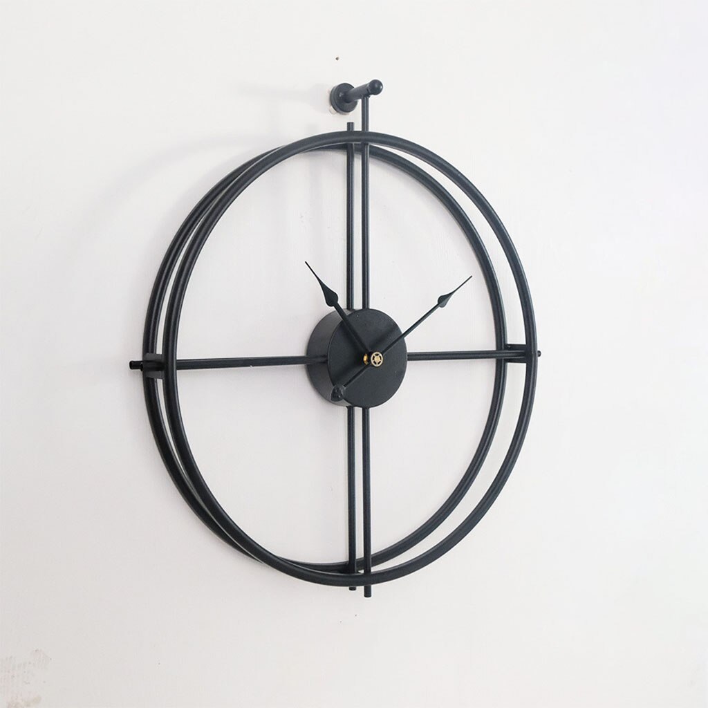 Nordische Minimalistische Wandklok - 55 cm Groot, Modern Design in Zwart, Goud en Zilver