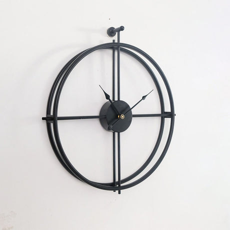 Nordische Minimalistische Wandklok - 55 cm Groot, Modern Design in Zwart, Goud en Zilver
