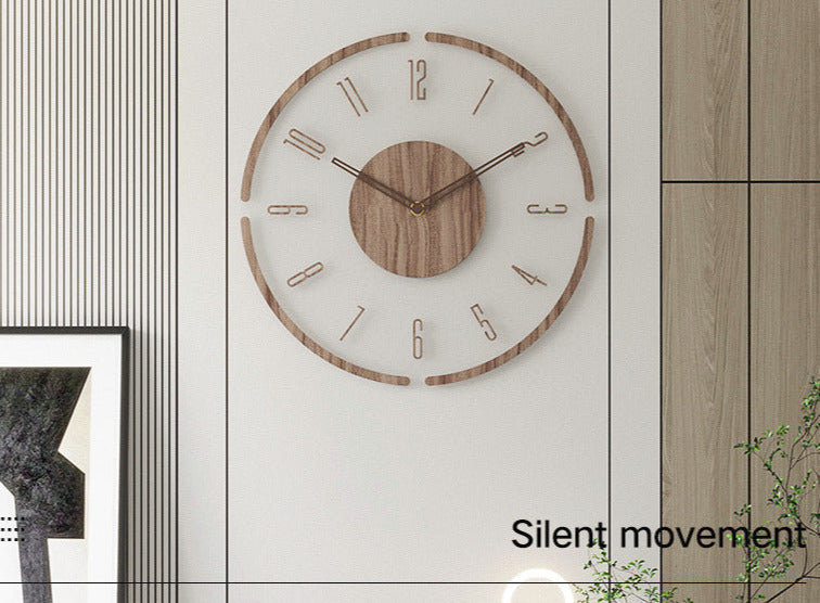 Massiefhouten Wandklok met Geruisloze Beweging – Nordic Stijl 35 cm