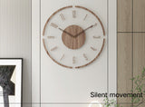 Massiefhouten Wandklok met Geruisloze Beweging – Nordic Stijl 35 cm