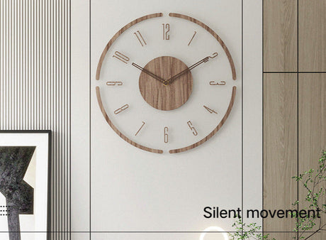 Massiefhouten Wandklok met Geruisloze Beweging – Nordic Stijl 35 cm