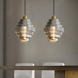 Vintage Flesvormige Messing Glazen Hanglamp – Elegant Design voor Eetkamer, Woonkamer, en Keuken