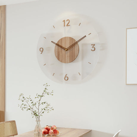 Massiefhouten Wandklok met Geruisloze Beweging – Nordic Stijl 35 cm