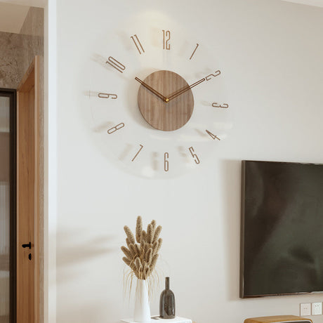 Massiefhouten Wandklok met Geruisloze Beweging – Nordic Stijl 35 cm