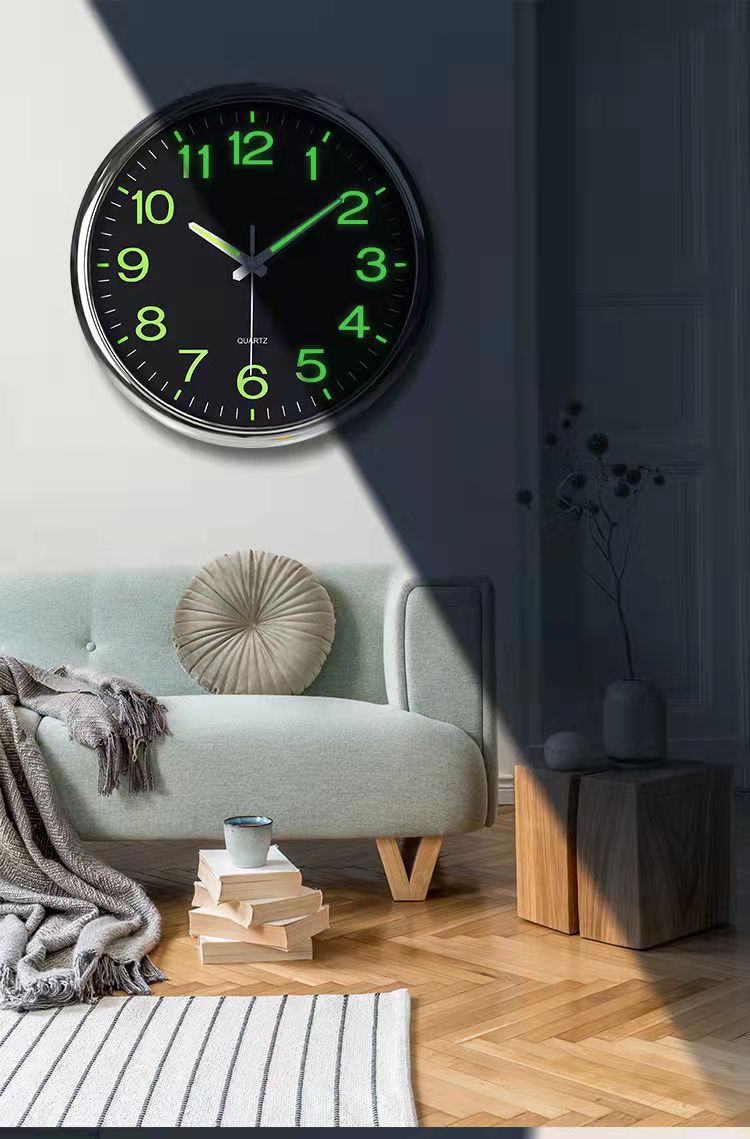 LichtStilte Stille Klaslokaal Wandklok | 12 Inch Geruisloze Klok met LED-verlichting voor Heldere Tijdsweergave