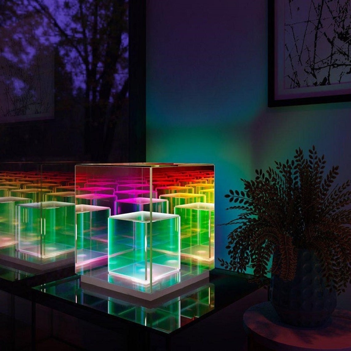 Moderne LED Tafellamp - Concentric Cube met RGB Kleurverlichting voor Stijlvol Interieur