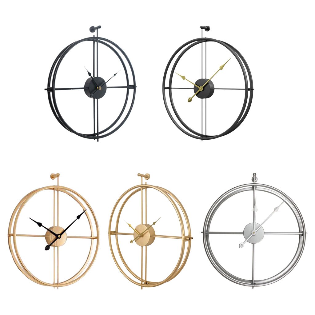 Nordische Minimalistische Wandklok - 55 cm Groot, Modern Design in Zwart, Goud en Zilver