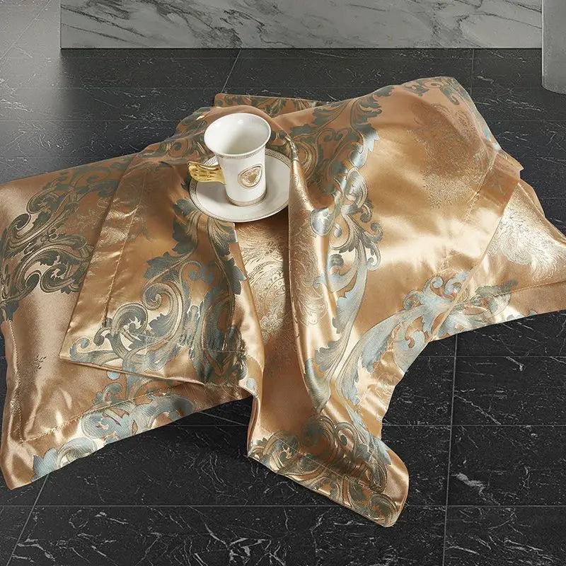 Luxe Satijn Rayon Jacquard Dekbedovertrek Set 220x240 | Zomer Beddengoed Tweepersoons, Queen, Kingsize