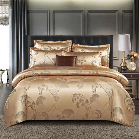 Luxe Satijn Rayon Jacquard Dekbedovertrek Set 220x240 | Zomer Beddengoed Tweepersoons, Queen, Kingsize
