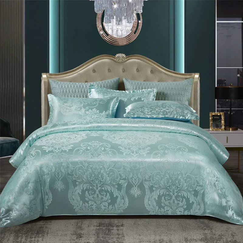 Luxe Satijn Rayon Jacquard Dekbedovertrek Set 220x240 | Zomer Beddengoed Tweepersoons, Queen, Kingsize