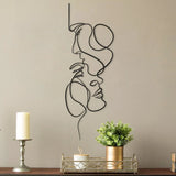 Moderne Metalen Gezicht Lijnen Muurdecoratie | Minimalistische Kunst voor Woonkamer of Slaapkamer