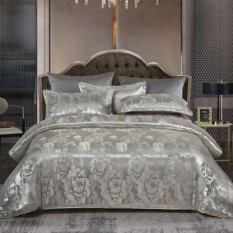Luxe Satijn Rayon Jacquard Dekbedovertrek Set 220x240 | Zomer Beddengoed Tweepersoons, Queen, Kingsize