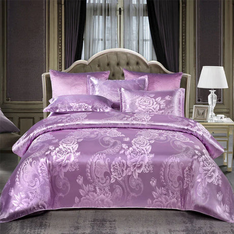 Luxe Satijn Rayon Jacquard Dekbedovertrek Set 220x240 | Zomer Beddengoed Tweepersoons, Queen, Kingsize