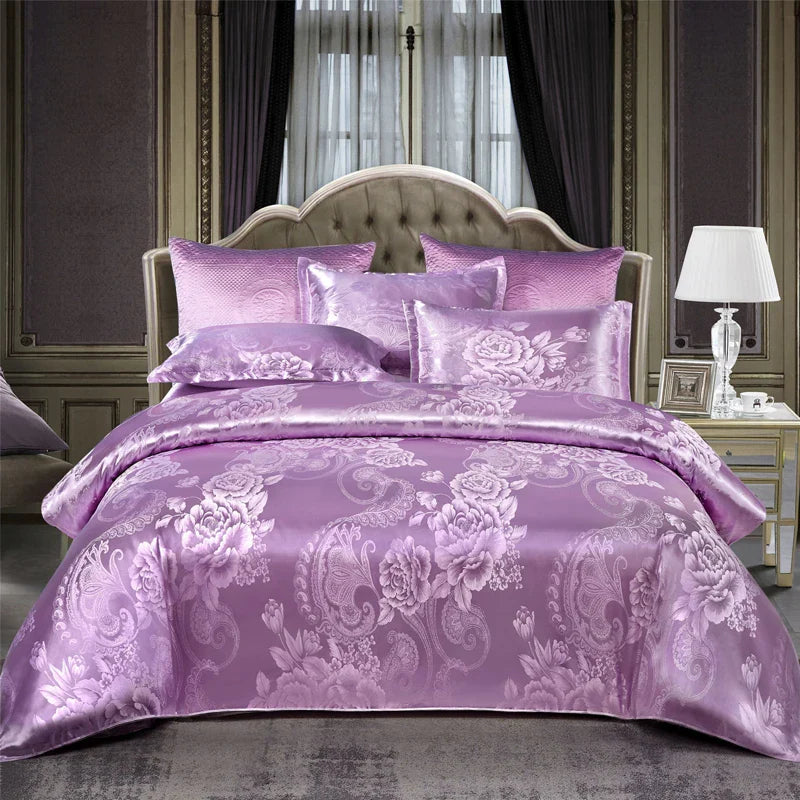 Luxe Satijn Rayon Jacquard Dekbedovertrek Set 220x240 | Zomer Beddengoed Tweepersoons, Queen, Kingsize