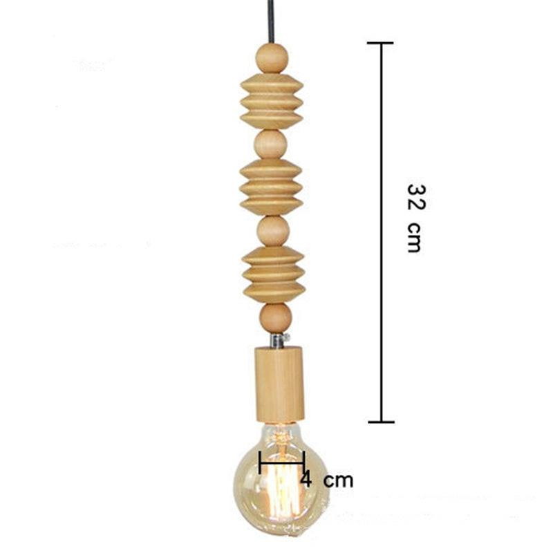 Retro Houten Geometrische Kralen Slinger Verlichting Hanglamp
