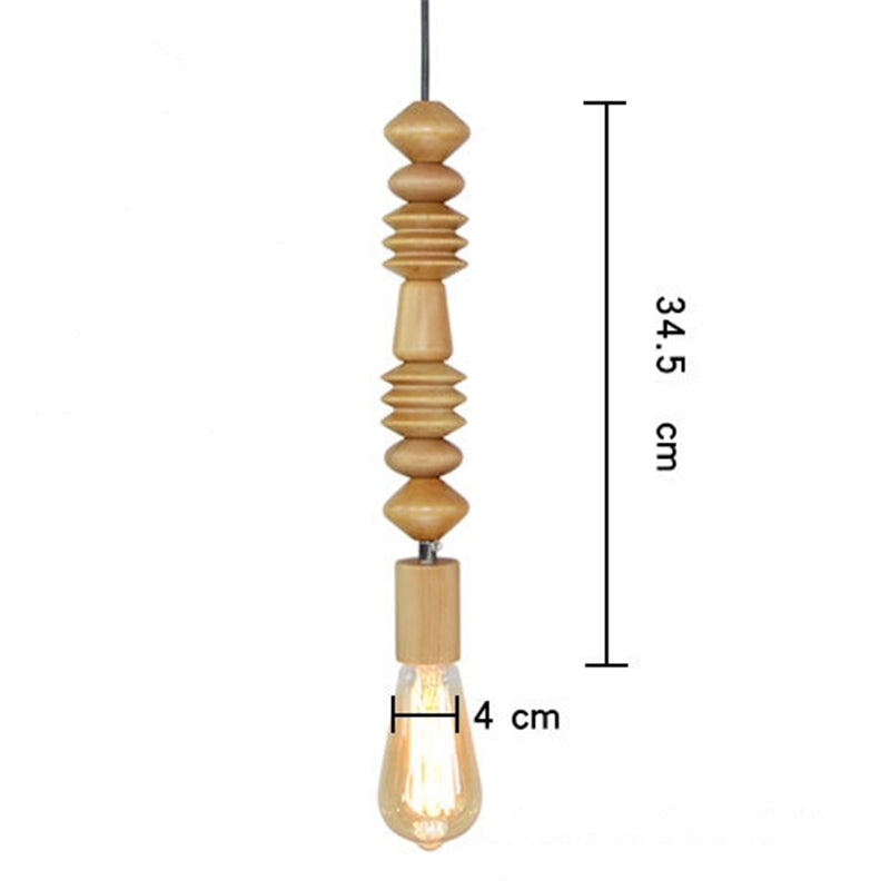 Retro Houten Geometrische Kralen Slinger Verlichting Hanglamp