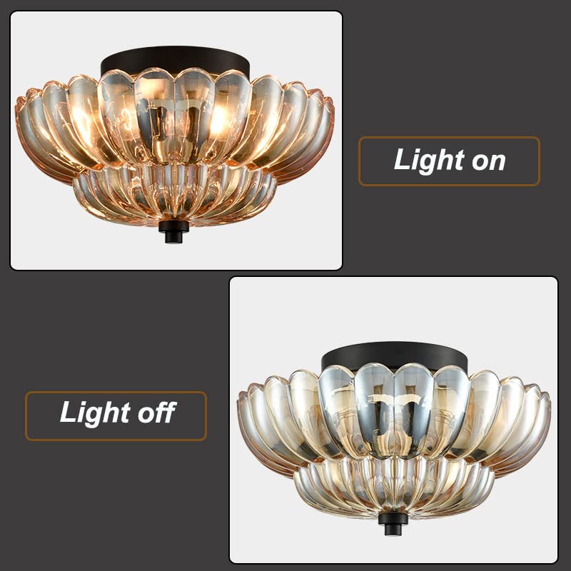 Semi Flush Mount Plafondlampen Parapluevormige Glazen Lamp
