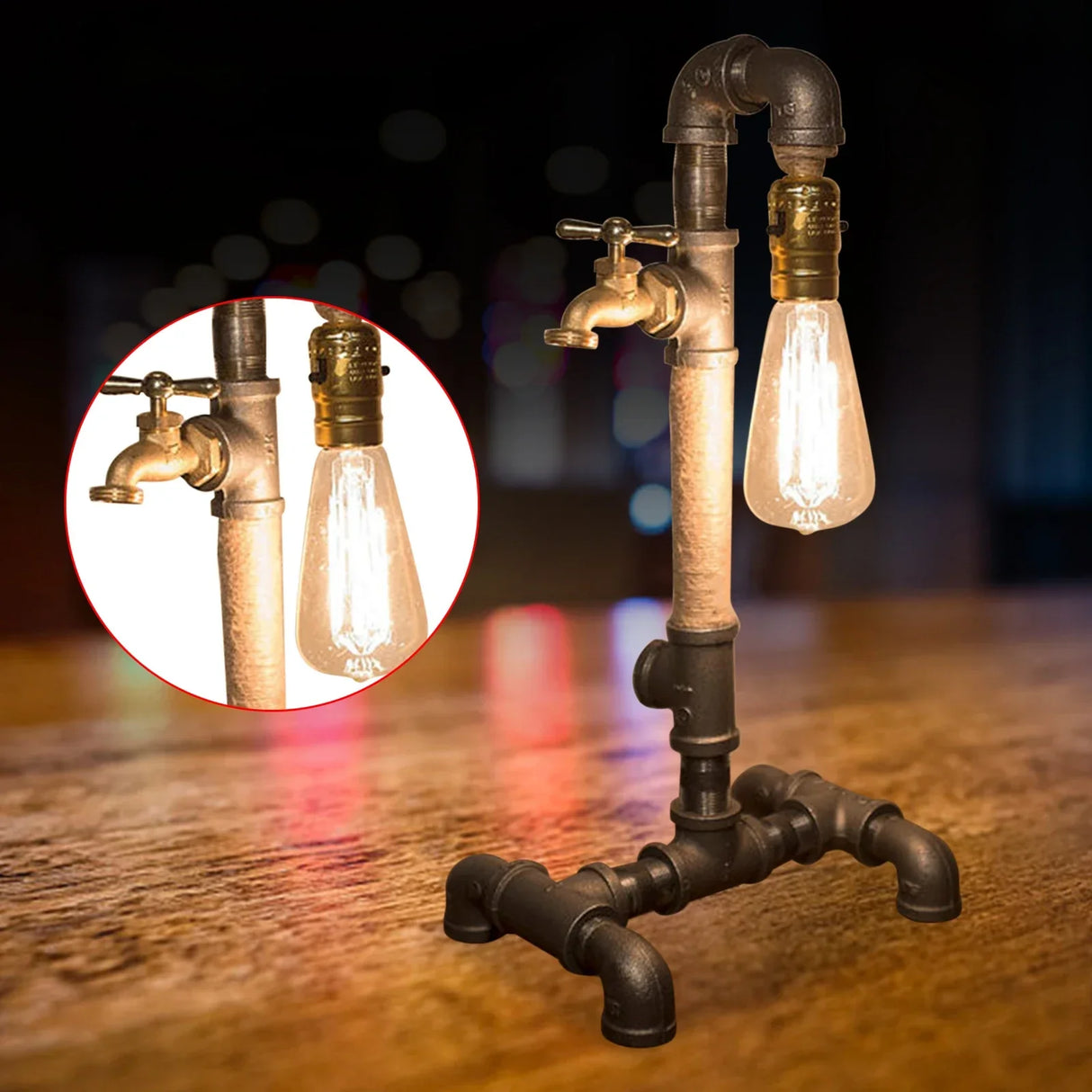 GearGlow - Steampunk Industriële Tafellamp met Verstelbare Elementen en Warm Licht