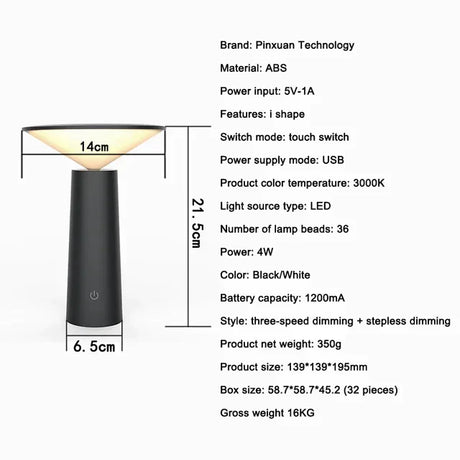 RemoteGlow - Draadloze Tafellamp met Afstandsbediening, Oplaadbaar en Touch Sensor voor Slaapkamer en Woonkamer