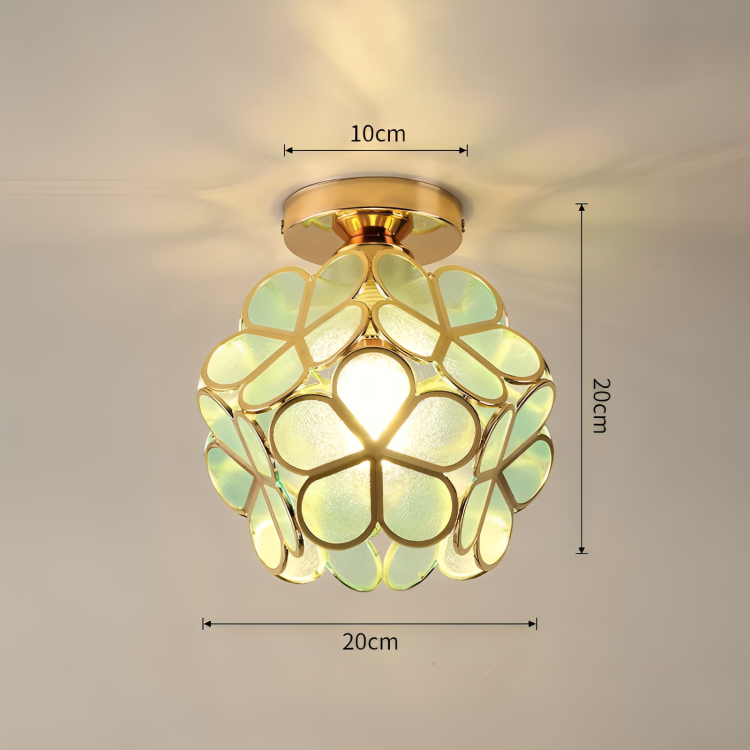Vintage Gekleurd Glas Plafondlamp met Bloemenpatroon - Retro Stijl, LED-Compatibel