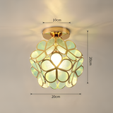 Vintage Gekleurd Glas Plafondlamp met Bloemenpatroon - Retro Stijl, LED-Compatibel