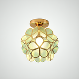 Vintage Gekleurd Glas Plafondlamp met Bloemenpatroon - Retro Stijl, LED-Compatibel