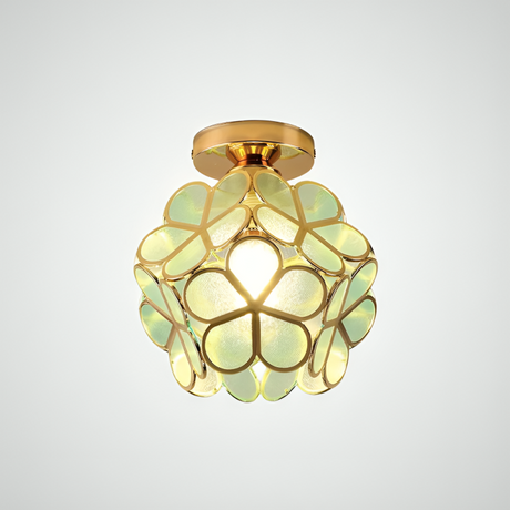 Vintage Gekleurd Glas Plafondlamp met Bloemenpatroon - Retro Stijl, LED-Compatibel
