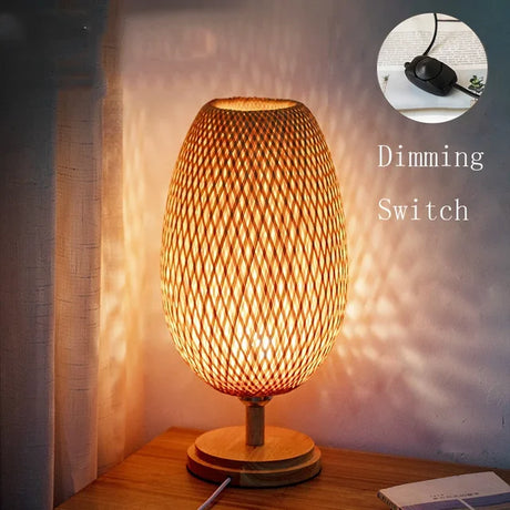 RustiekLicht - Vintage Bamboe Tafellamp | Handgemaakt & Duurzaam | Perfect voor Woonkamer & Slaapkamer