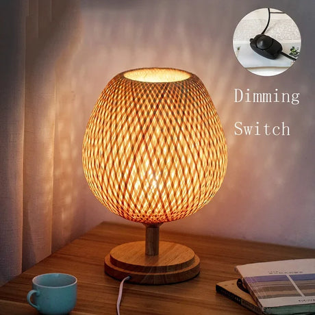 RustiekLicht - Vintage Bamboe Tafellamp | Handgemaakt & Duurzaam | Perfect voor Woonkamer & Slaapkamer