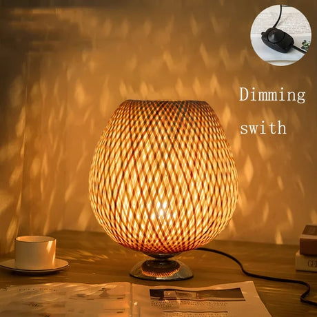 RustiekLicht - Vintage Bamboe Tafellamp | Handgemaakt & Duurzaam | Perfect voor Woonkamer & Slaapkamer