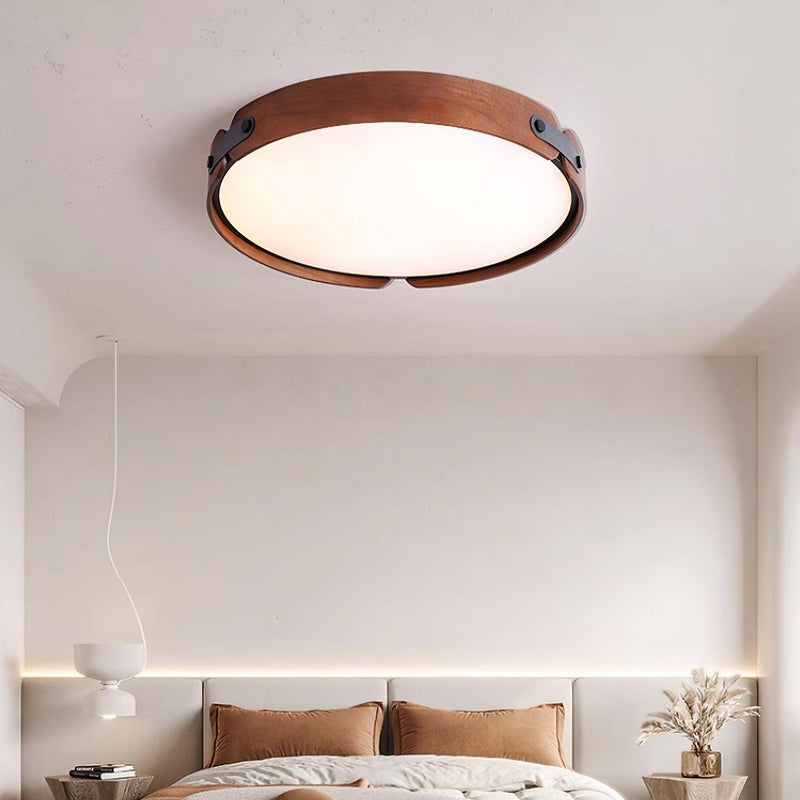Mid-Century Houten Koepel Plafondlamp