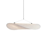 LunaLux - Moderne LED Hanglamp in Wit Metaal en Kunstzijde voor Slaapkamer en Woonkamer