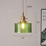 Retro Korte Cilinder Golvend Glazen Hanglamp