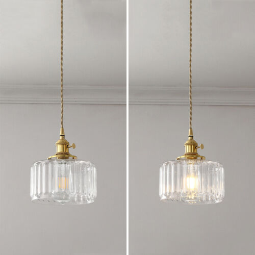 Retro Korte Cilinder Golvend Glazen Hanglamp