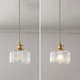 Retro Korte Cilinder Golvend Glazen Hanglamp