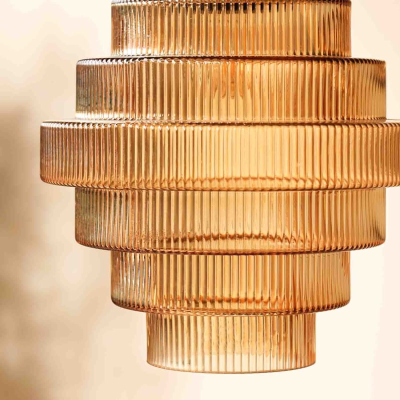Vintage Flesvormige Messing Glazen Hanglamp – Elegant Design voor Eetkamer, Woonkamer, en Keuken