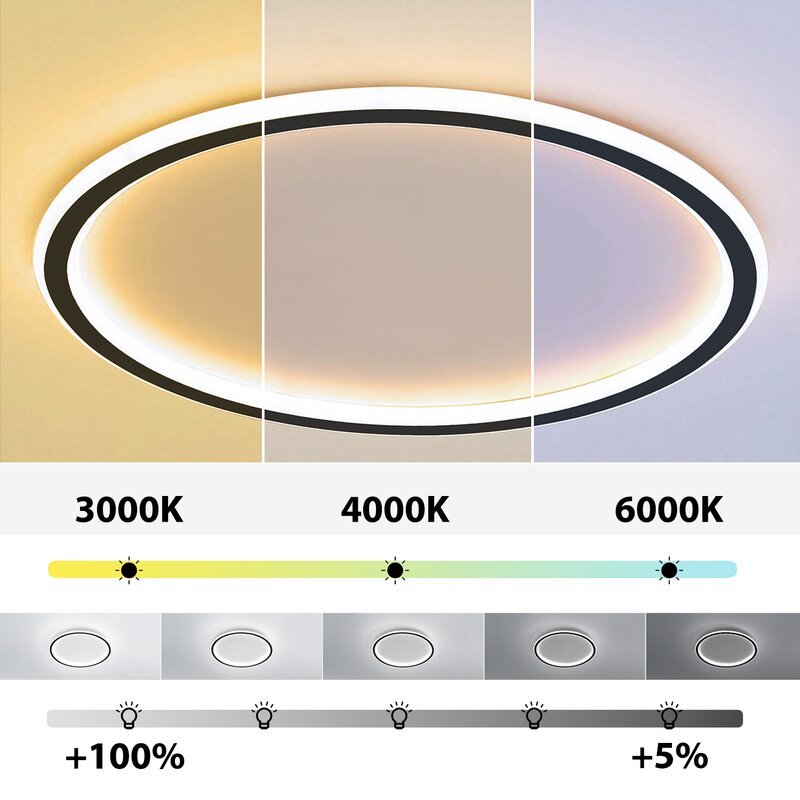 LunaNova - Moderne LED Plafondlamp Metaal/Acryl voor Woon- en Slaapkamer, Zwart/Wit Design
