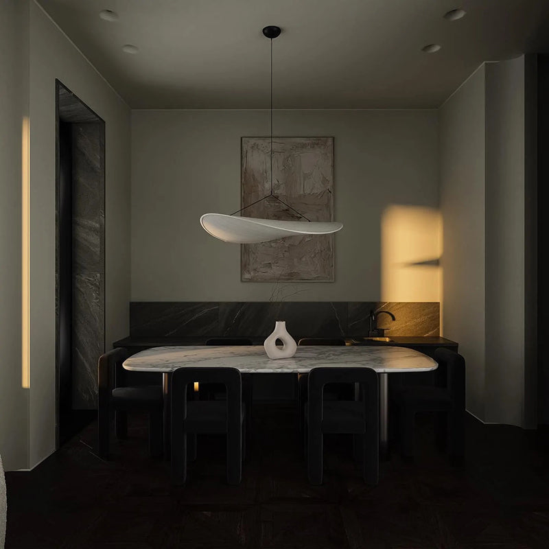 LunaLux - Moderne LED Hanglamp in Wit Metaal en Kunstzijde voor Slaapkamer en Woonkamer