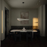 LunaLux - Moderne LED Hanglamp in Wit Metaal en Kunstzijde voor Slaapkamer en Woonkamer