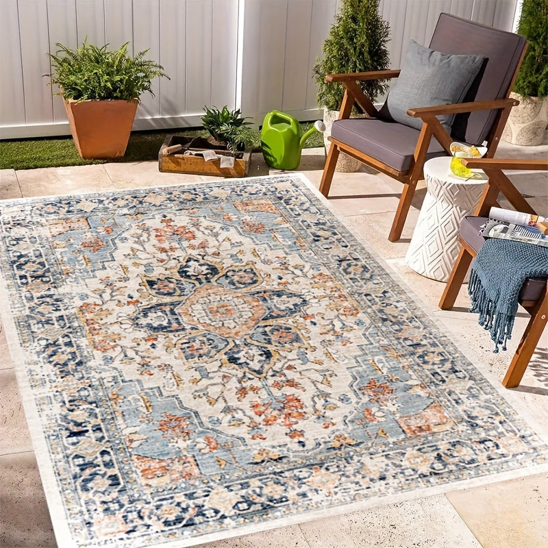 Vintage Bohemian Buiten Vloerkleed – Waterbestendig, Antislip, Wasbaar Tapijt voor Terras en Patio | 850g, 0.8cm Dik