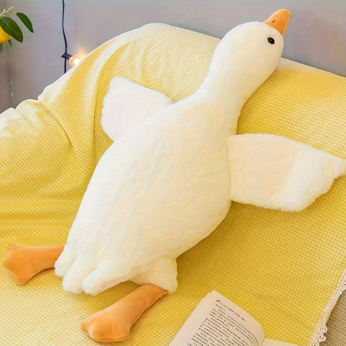 Zachte Witte Eend Pluche Knuffel - Grote Zwaan/Gans Speelgoed, Fluffy Vloermat voor Kinderkamer en Huisdecoratie