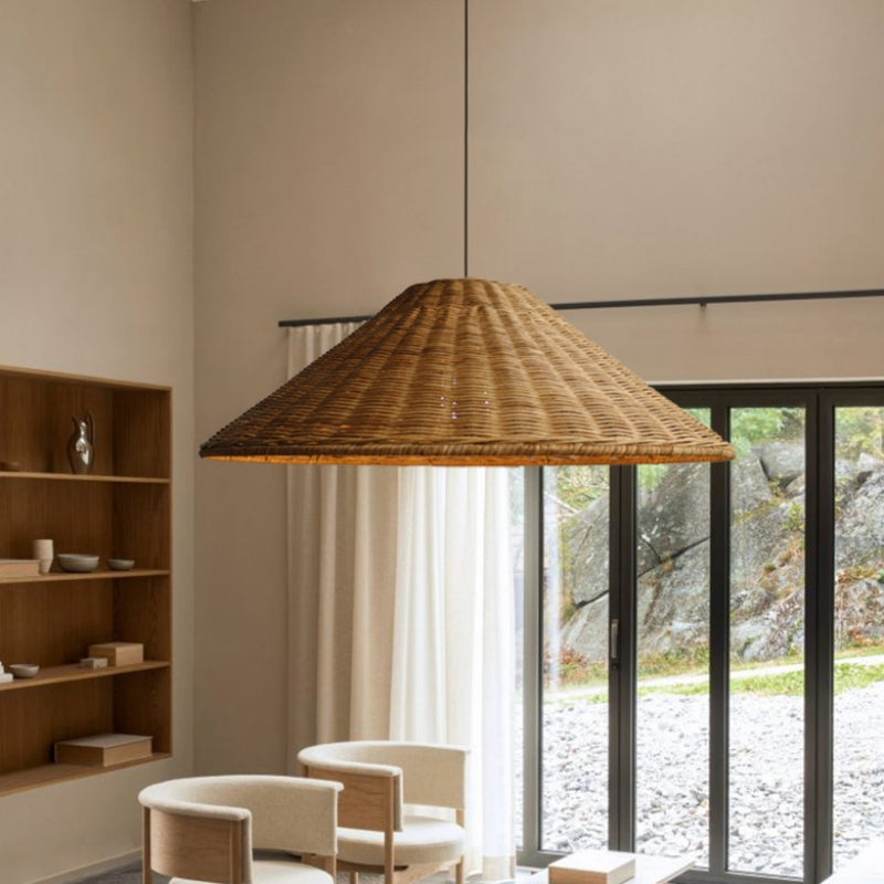 Geweven Rotan Hanglamp Wicker Kegel Lampenkap