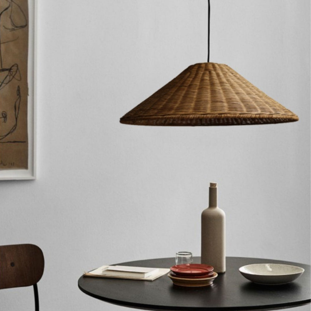 Geweven Rotan Hanglamp Wicker Kegel Lampenkap