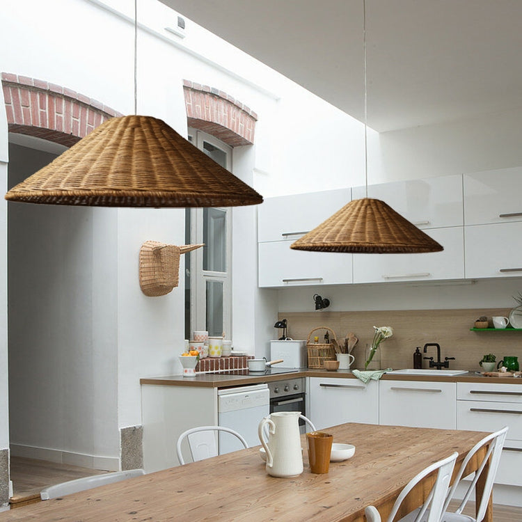 Geweven Rotan Hanglamp Wicker Kegel Lampenkap