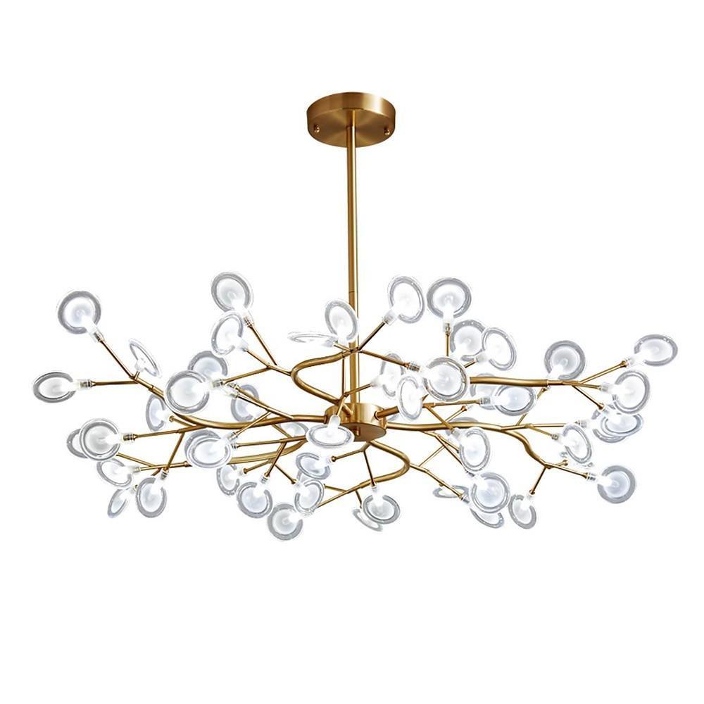 Moderne Firefly Sputnik kroonluchter, gouden hanglamp met acrylschaduw Moderne Firefly Sputnik kroonluchter, gouden hanglamp met acrylschaduw