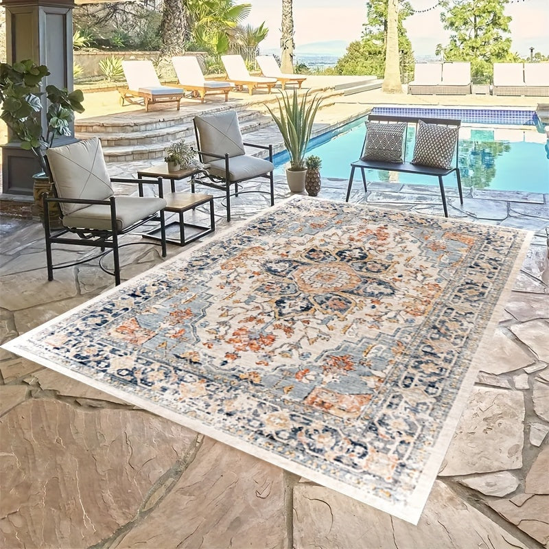 Vintage Bohemian Buiten Vloerkleed – Waterbestendig, Antislip, Wasbaar Tapijt voor Terras en Patio | 850g, 0.8cm Dik