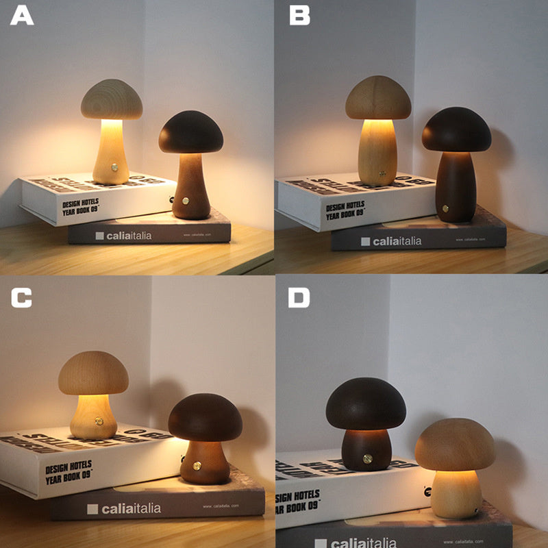 LumoNight - Houten Paddenstoel LED Nachtlampje | Kindvriendelijk | Sfeervolle Verlichting