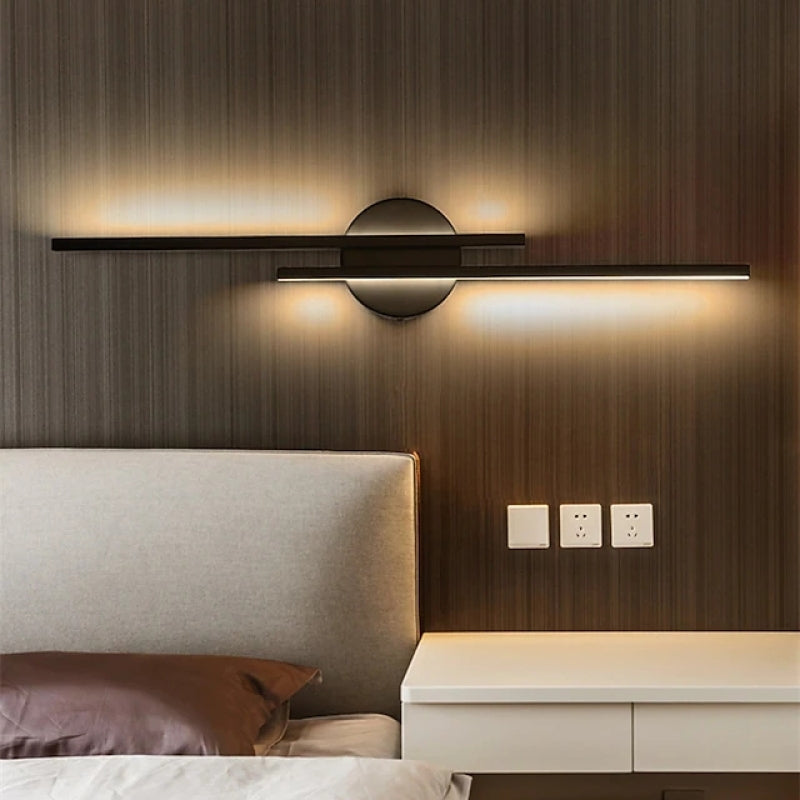 Moderne LED Wandlamp – Slank Dubbel Lijn Design voor Slaapkamer en Woonkamer | Zwart/Wit, Metalen Behuizing