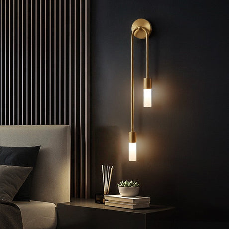 Moderne LED Wandlamp Goud – Slanke 2-Lichts Stick Wandlamp voor Woonkamer en Slaapkamer