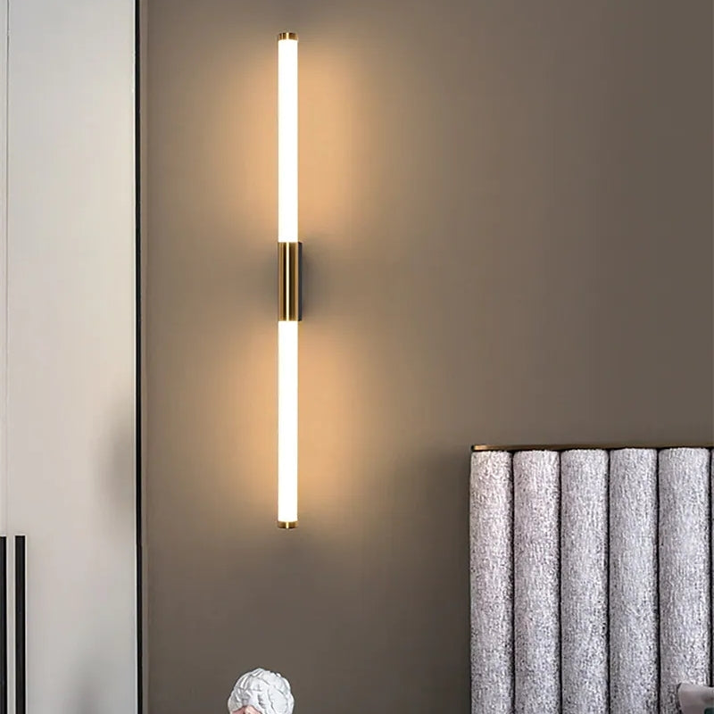 Leigh Lineaire LED Wandlamp – Moderne Verlichting voor Slaapkamer & Badkamer | Wit-Goud, Eenvoudige Installatie